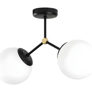 Candeeiro de teto em metálico - Candeeiro C44 x A28 cm - Preto e branco - DAMAR