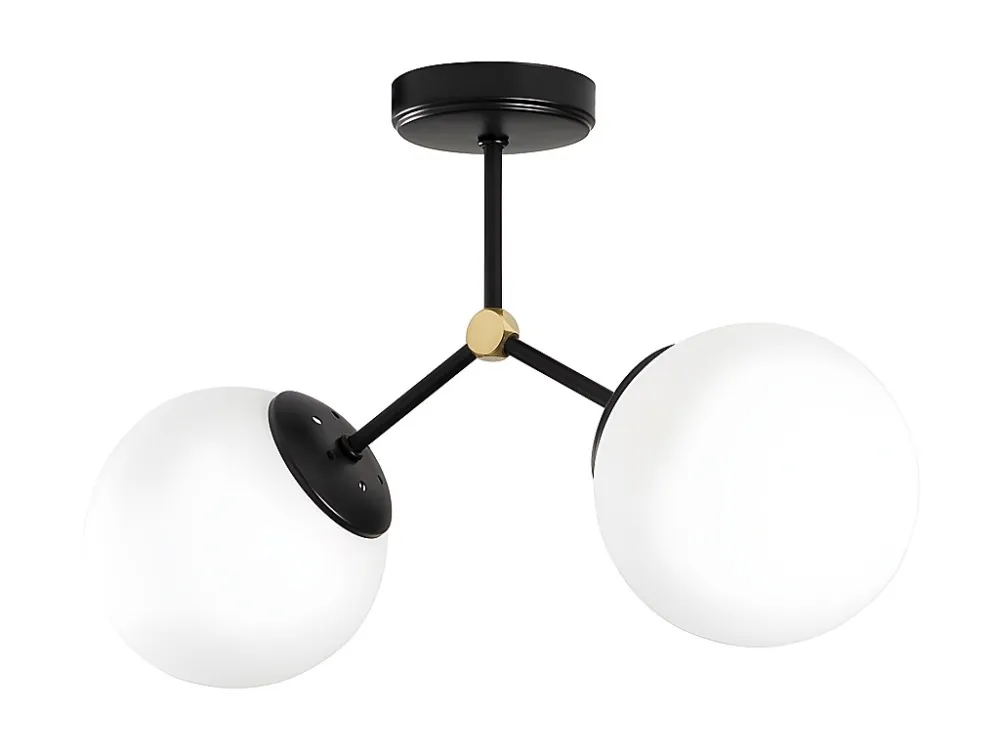 Candeeiro de teto em metálico - Candeeiro C44 x A28 cm - Preto e branco - DAMAR