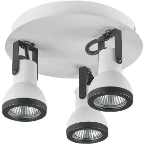 Candeeiro de teto em metálico preto e branco 3 luzes BARO