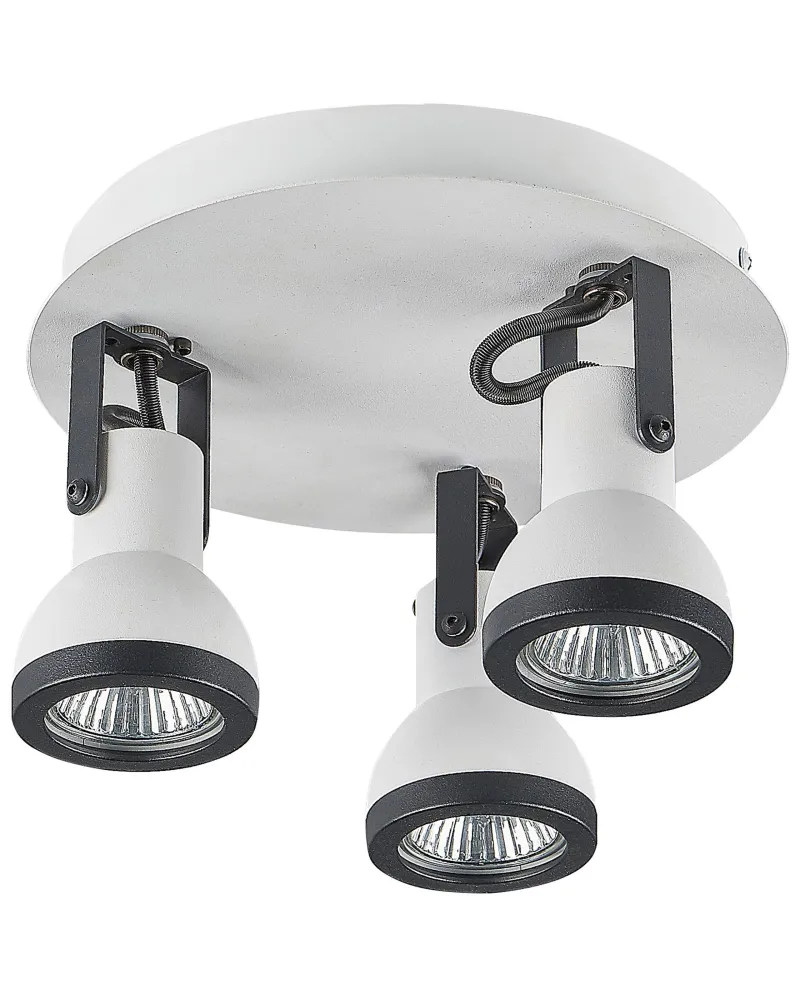 Candeeiro de teto em metálico preto e branco 3 luzes BARO