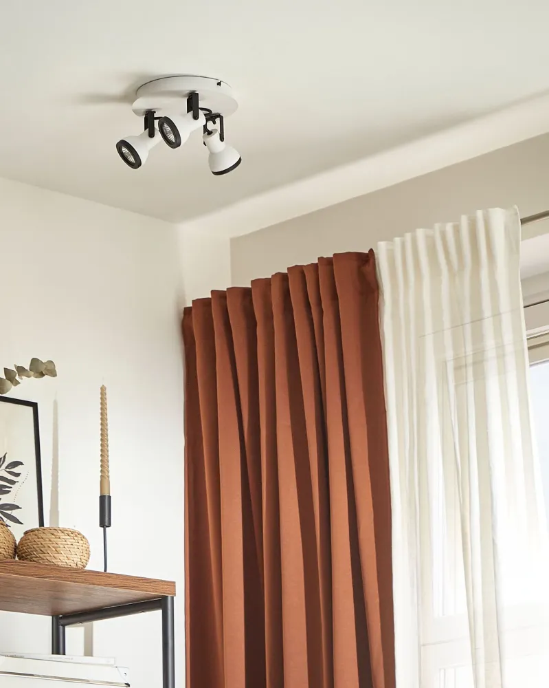 Candeeiro de teto em metálico preto e branco 3 luzes BARO