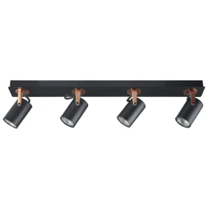 Candeeiro de teto em metálico preto e cor de cobre para 4 lâmpadas KLIP