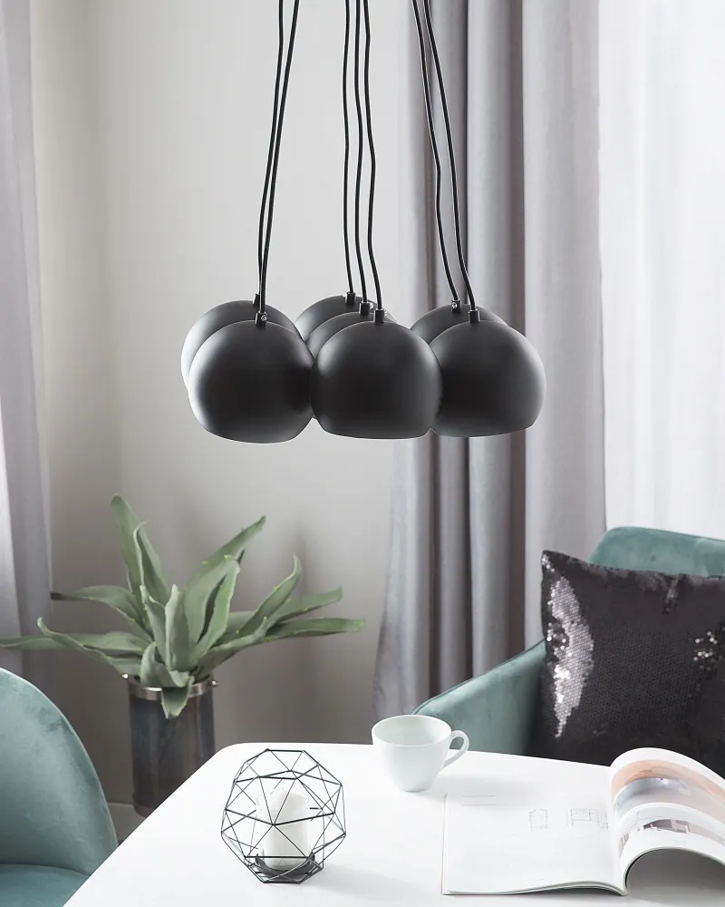Candeeiro de teto em metálico preto OLZA com Controle Remoto