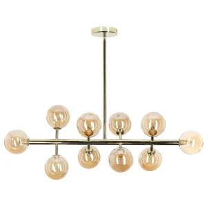 Candeeiro de teto para 10 lâmpadas dourado RAMIS com Conector IP65