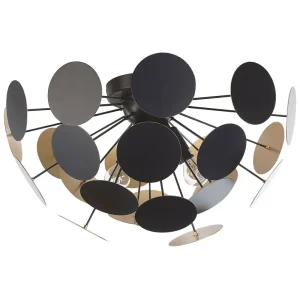 Candeeiro de teto preto e dourado para 3 lâmpadas MARITSA com Conector IP65