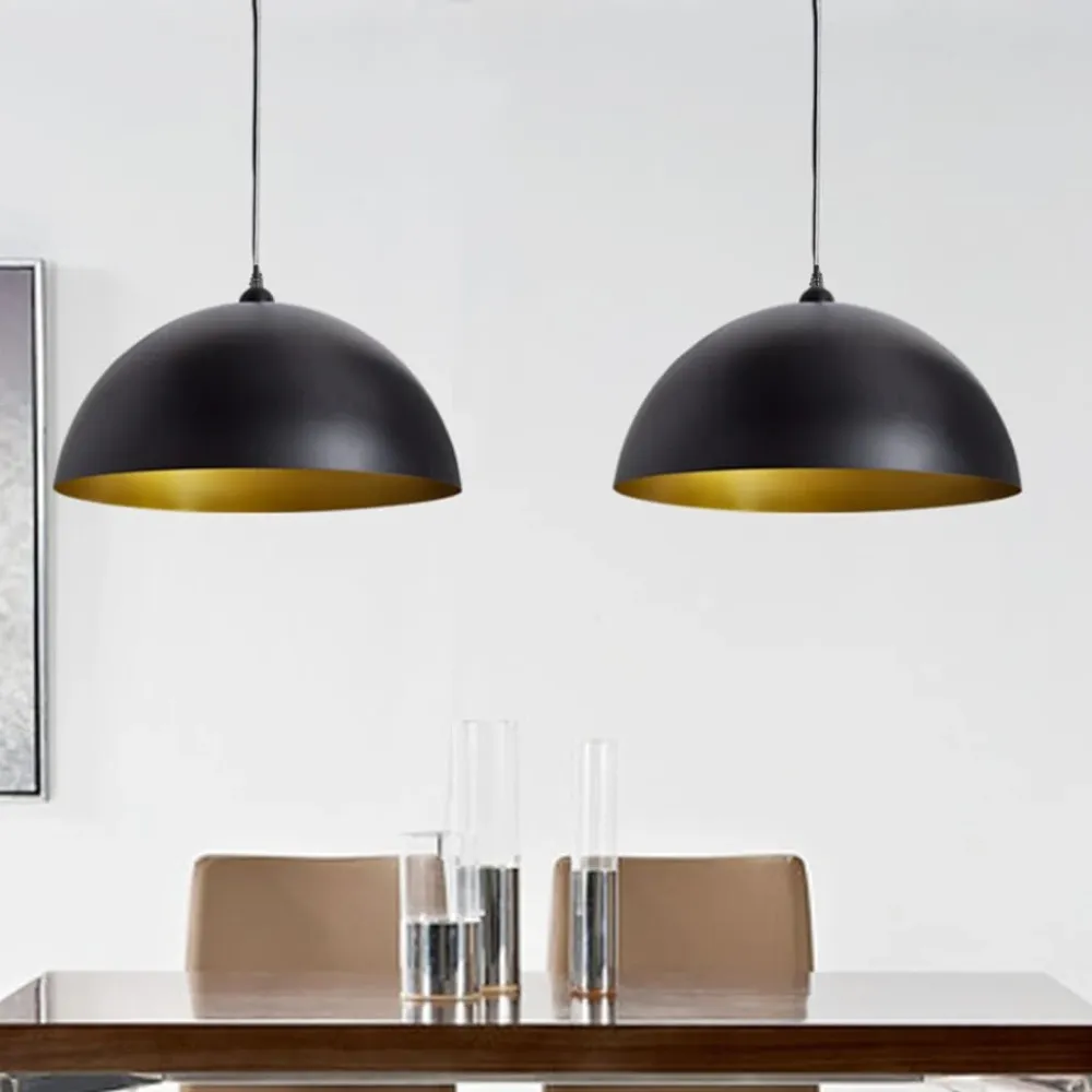 Candeeiros de teto 2 pcs altura ajustável semiesféricos preto Fácil Instalação