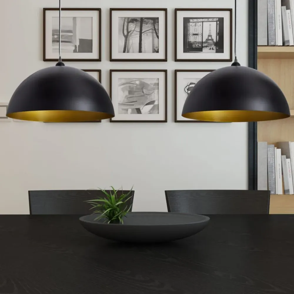 Candeeiros de teto 2 pcs altura ajustável semiesféricos preto Fácil Instalação