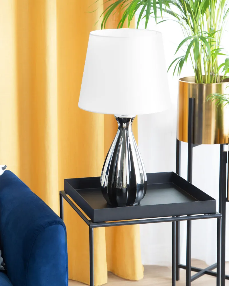 Ceramic Table Lamp Silver and Black VARDJA