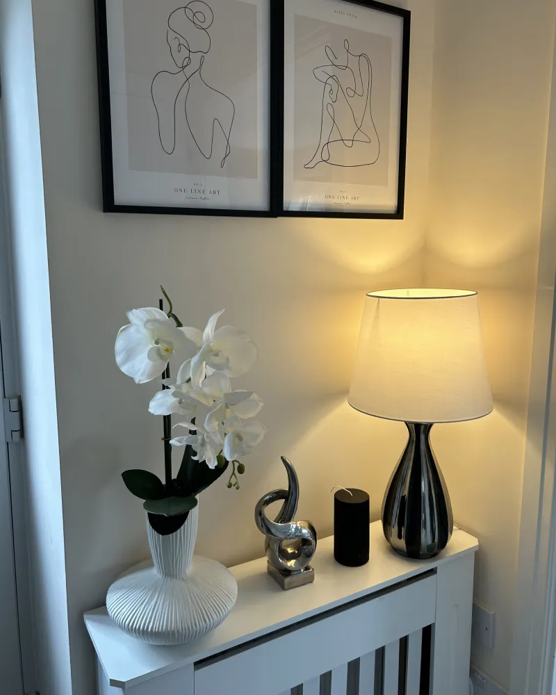 Ceramic Table Lamp Silver and Black VARDJA