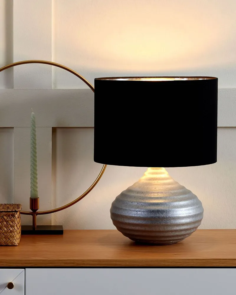 Ceramic Table Lamp Silver KUBAN