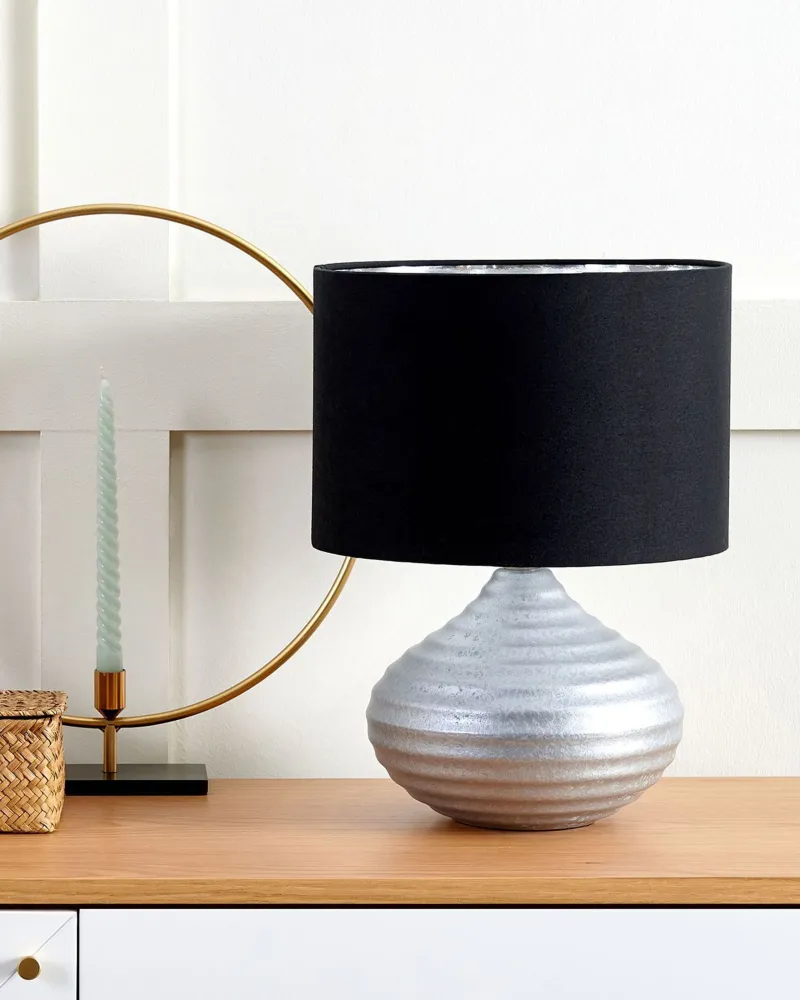 Ceramic Table Lamp Silver KUBAN