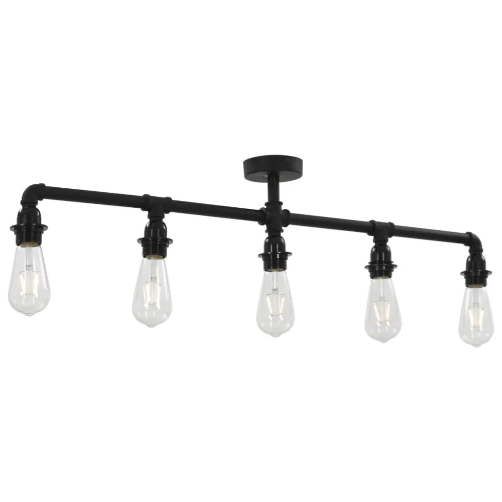 Conector para Fita LED Candeeiro de teto 5 x lâmpadas E27 preto
