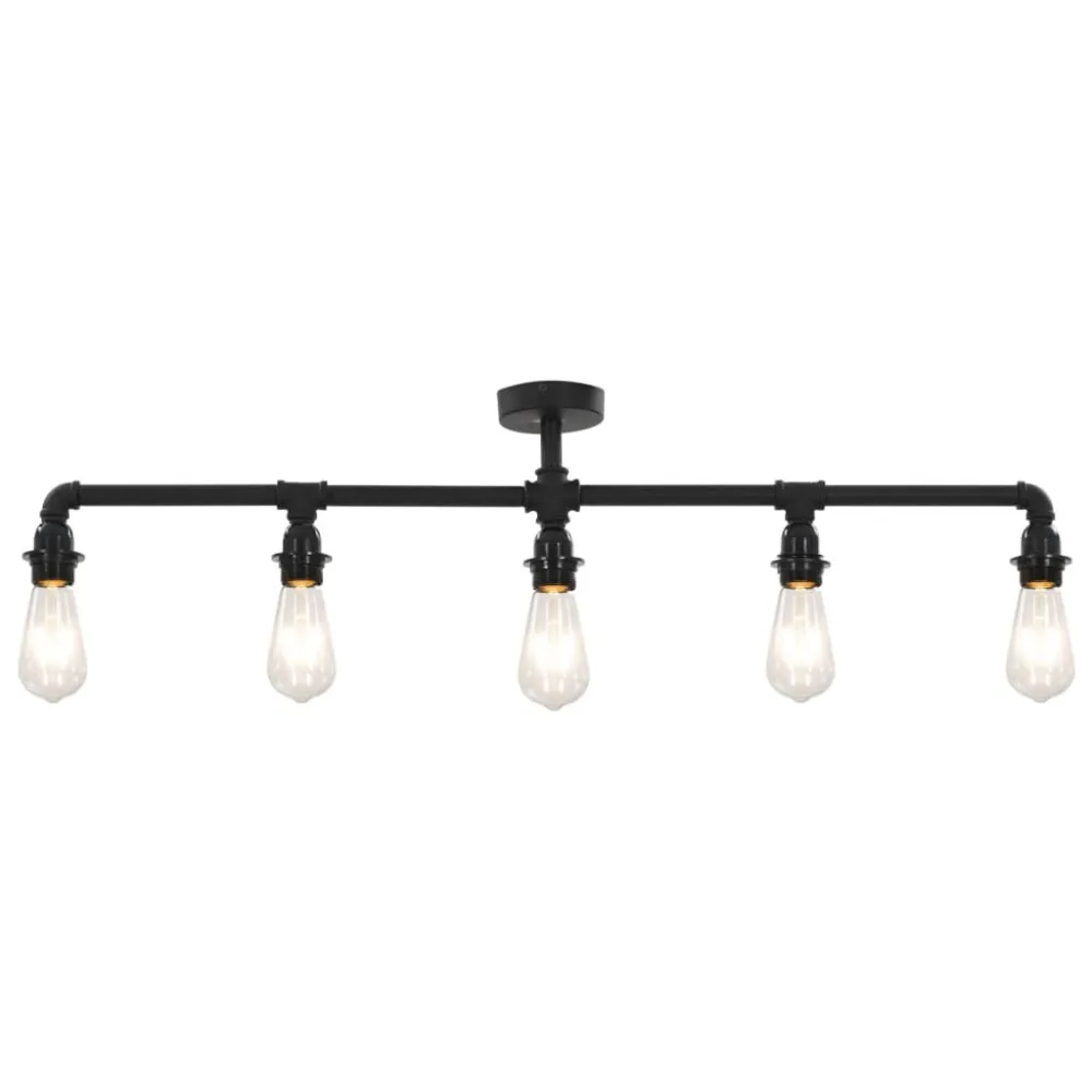 Conector para Fita LED Candeeiro de teto 5 x lâmpadas E27 preto
