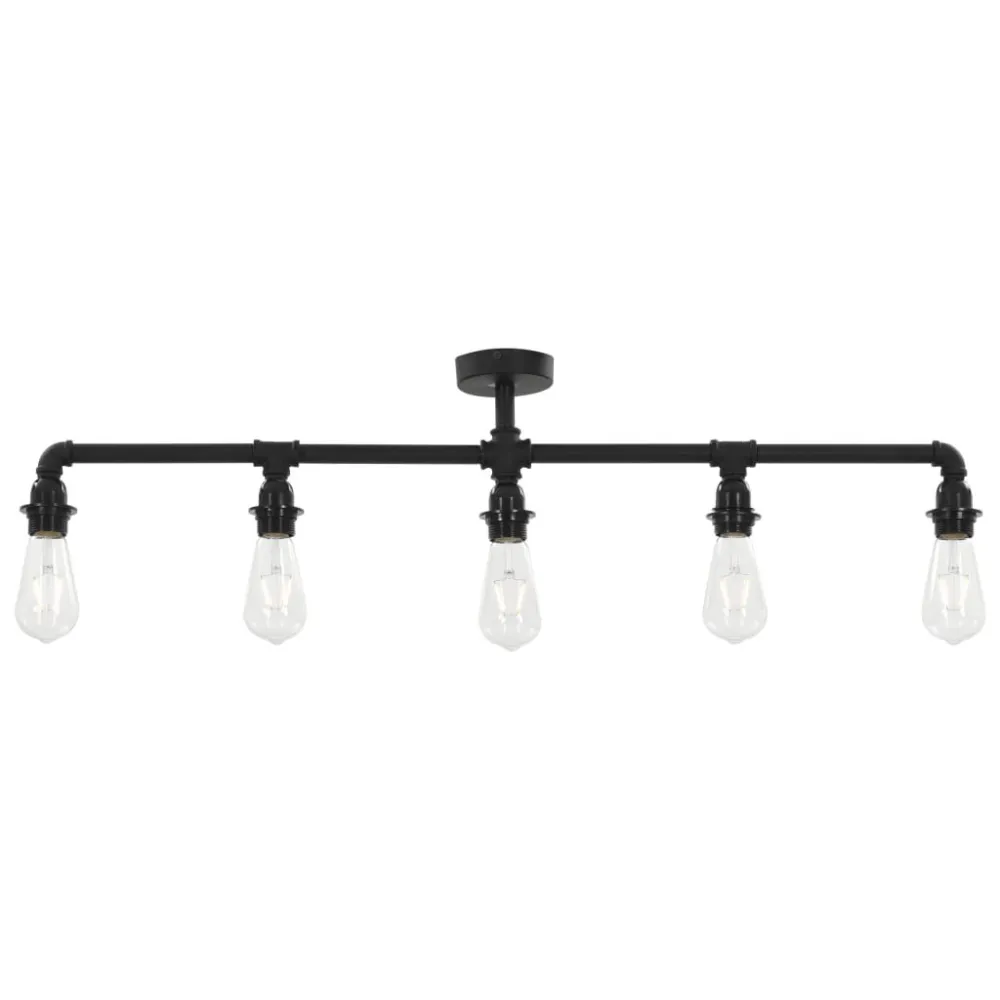 Conector para Fita LED Candeeiro de teto 5 x lâmpadas E27 preto