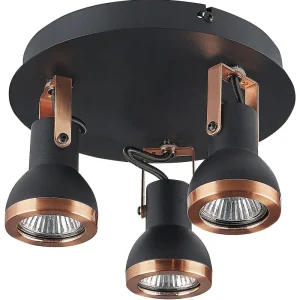 Conector para Fita LED Candeeiro de teto em metálico preto e cor de cobre 3 luzes BARO