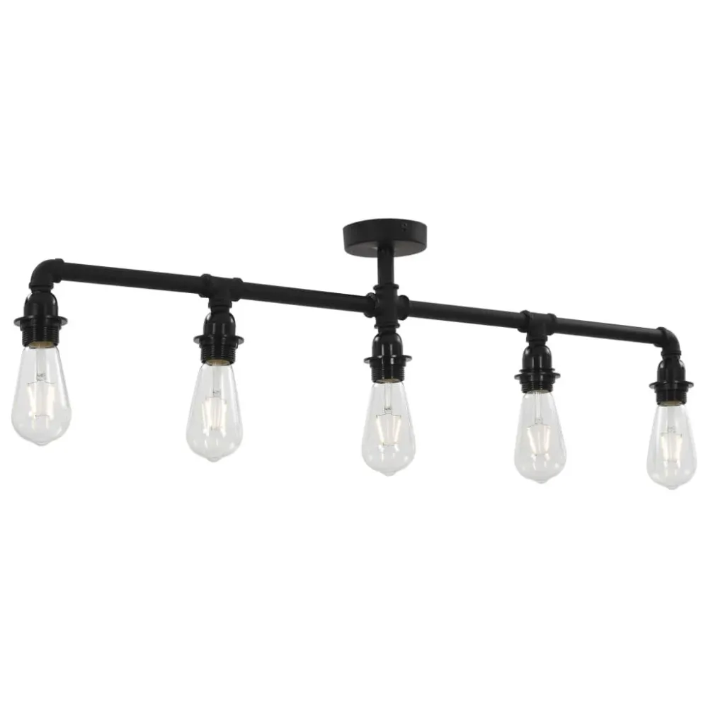 Conector para Fita LED Candeeiro de teto 5 x lâmpadas E27 preto