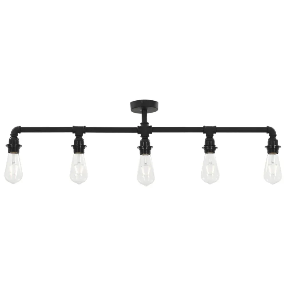 Conector para Fita LED Candeeiro de teto 5 x lâmpadas E27 preto