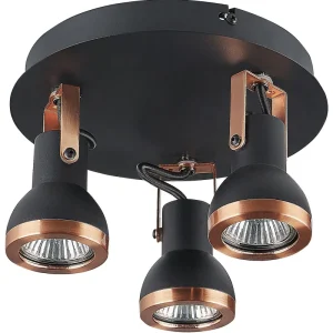 Conector para Fita LED Candeeiro de teto em metálico preto e cor de cobre 3 luzes BARO