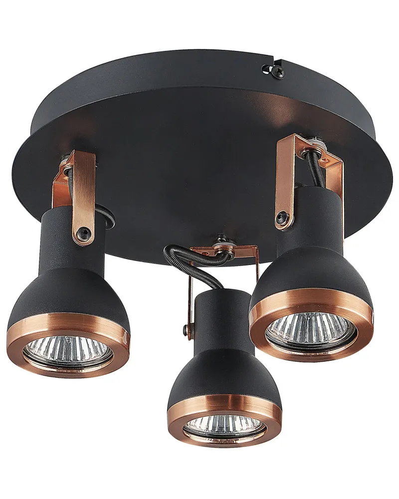 Conector para Fita LED Candeeiro de teto em metálico preto e cor de cobre 3 luzes BARO