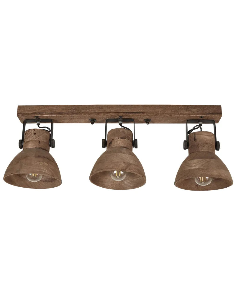 Conector para Fita LED Candeeiro de teto com 3 focos em madeira escura PENNAI