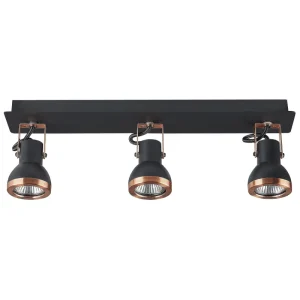 Dimmer Rotativo Candeeiro de teto metálico preto e cor de cobre 3 luzes BARO