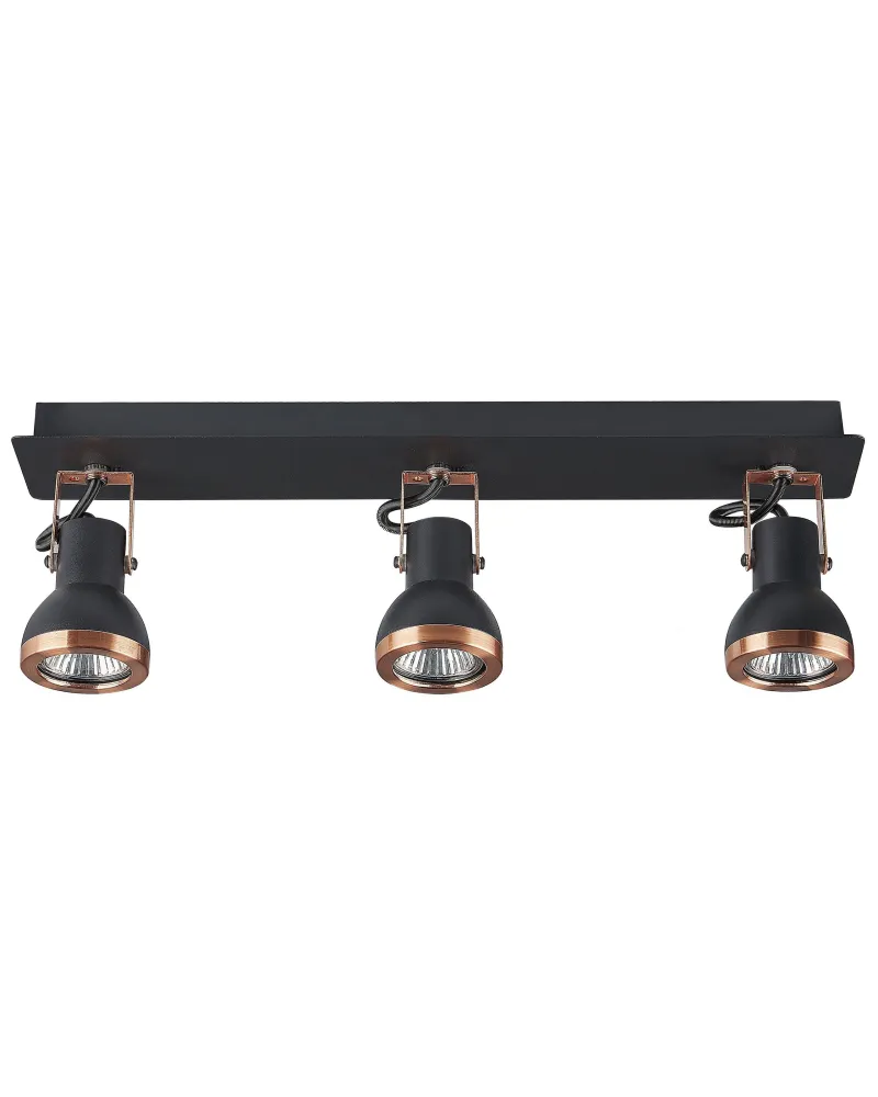 Dimmer Rotativo Candeeiro de teto metálico preto e cor de cobre 3 luzes BARO