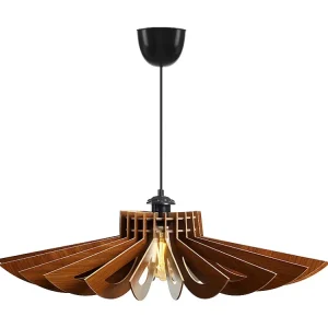 Dimmer Rotativo Candeeiro de teto perfurado em MDF - Candeeiro D. 68 x . 50 cm - Castanho - FARITA