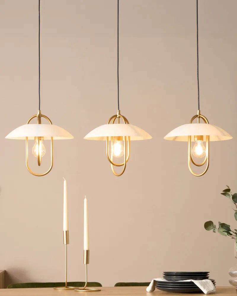 Fita LED Adesiva 3 Light Metal Pendant Lamp Dourado NATTAI