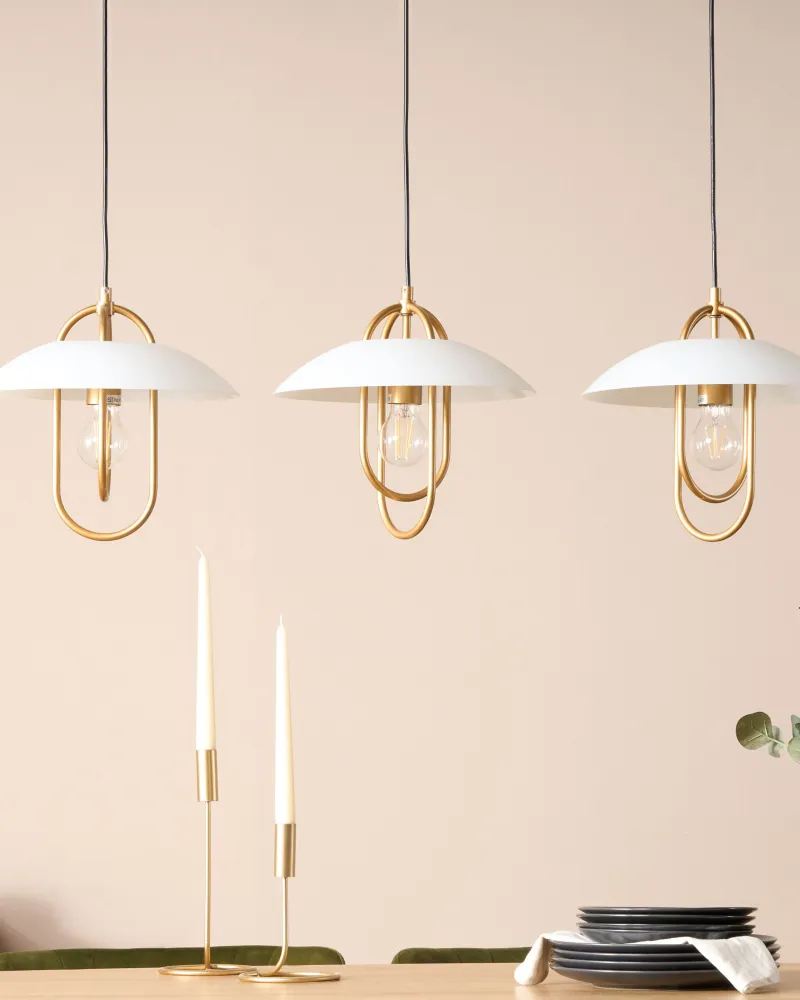 Fita LED Adesiva 3 Light Metal Pendant Lamp Dourado NATTAI