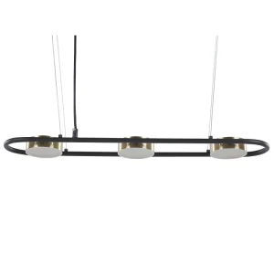 Fita LED Adesiva 3 Light Metálico LED Pendant Lamp Black and Brass MALI