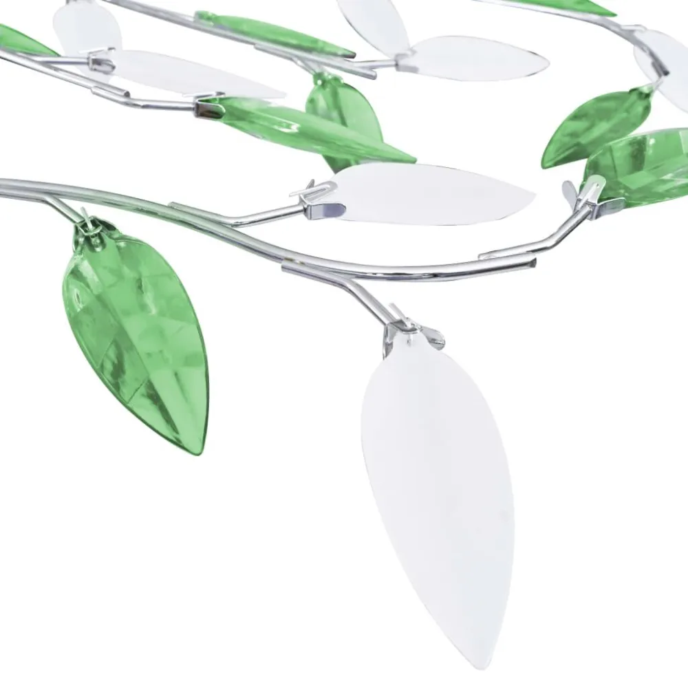 Kit Completo de Instalação Candeeiro teto braços folhas de cristal acrílico 5 E14 verde