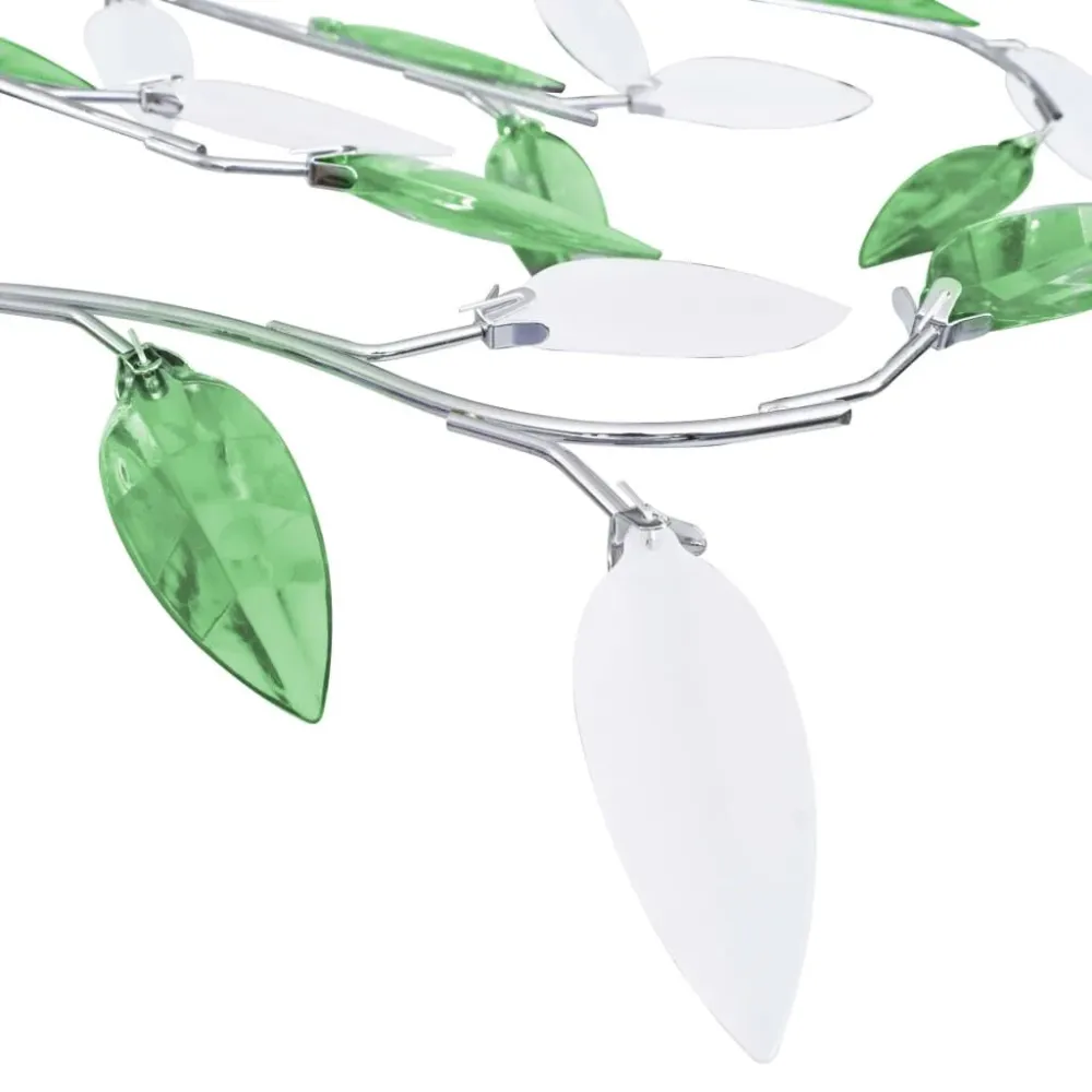 Kit Completo de Instalação Candeeiro teto braços folhas de cristal acrílico 5 E14 verde