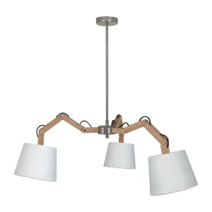 Kit Completo de Instalação Lustre TOSEL FREKI tecido braço bege D35 x H155 cm