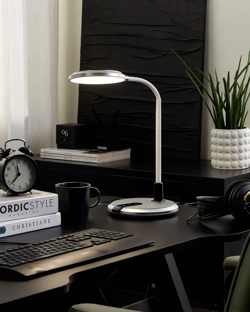 LED Desk Lamp Prata and White COLUMBA