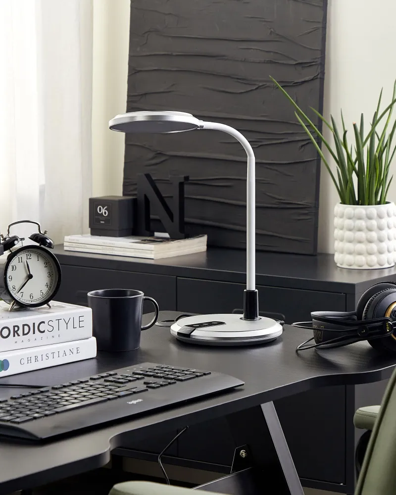 LED Desk Lamp Prata and White COLUMBA