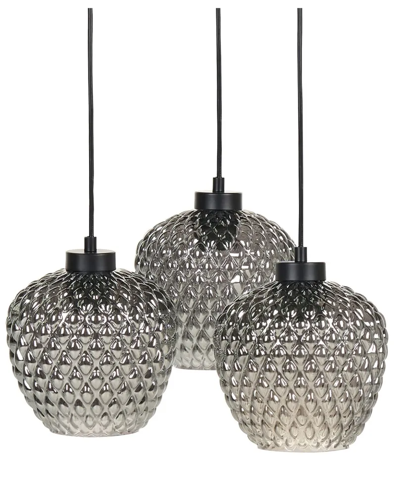 3 Light Glass Pendant Lamp Grey SHERRY