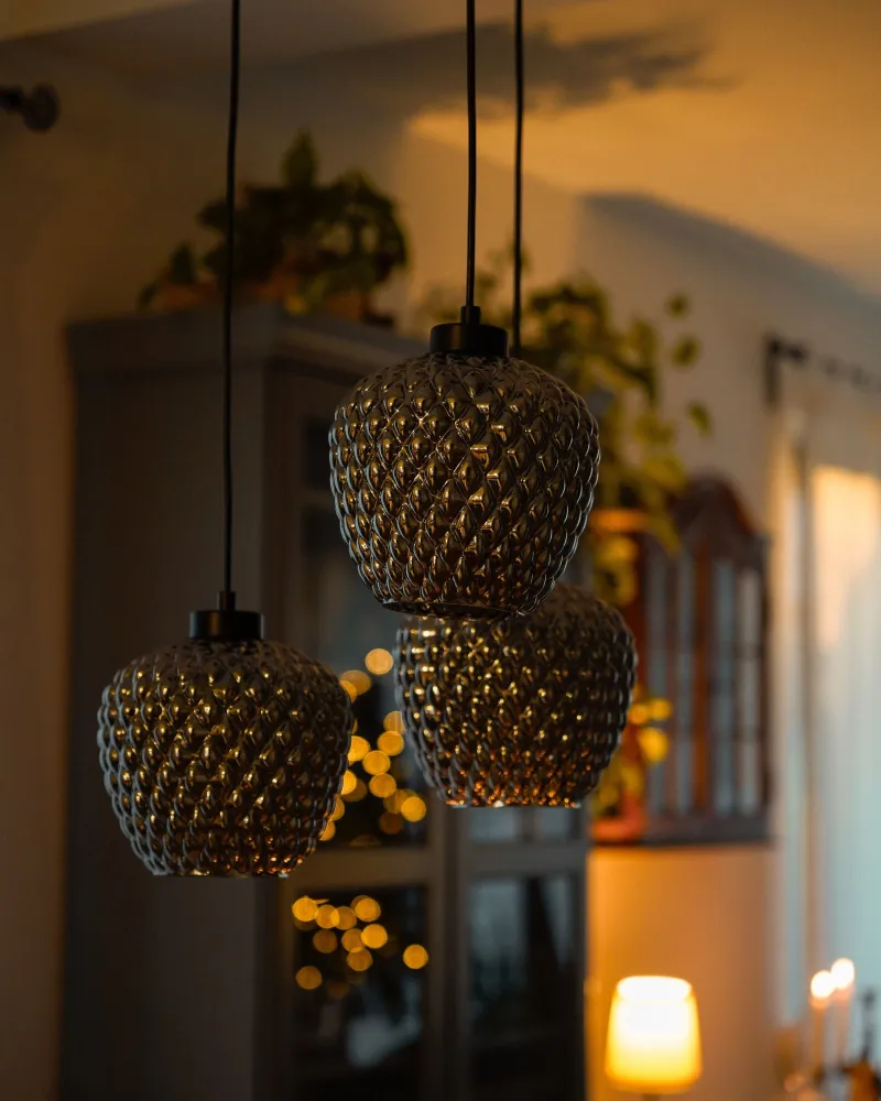 3 Light Glass Pendant Lamp Grey SHERRY