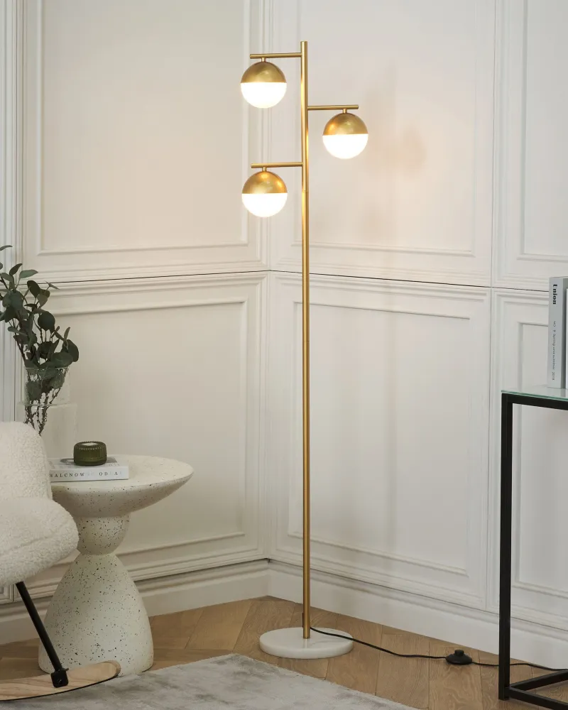 3 Light Metal Floor Lamp Ouro SABINE
