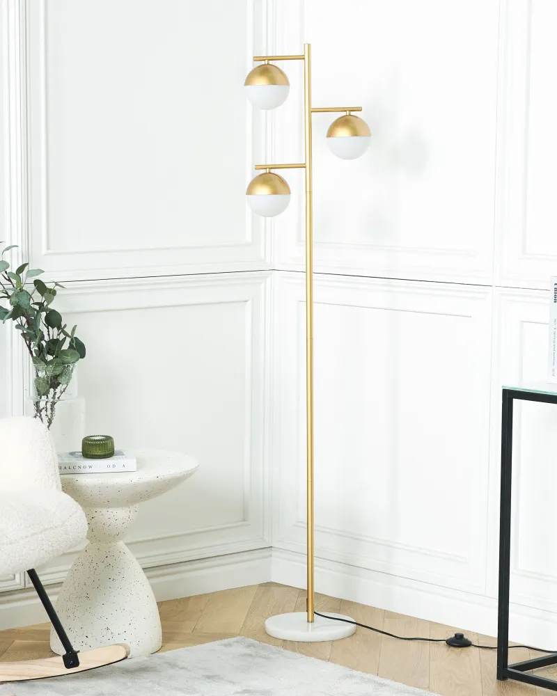 3 Light Metal Floor Lamp Ouro SABINE