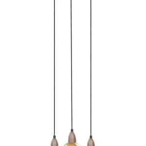 3 Light Metal Pendant Lamp Latão CASTALY