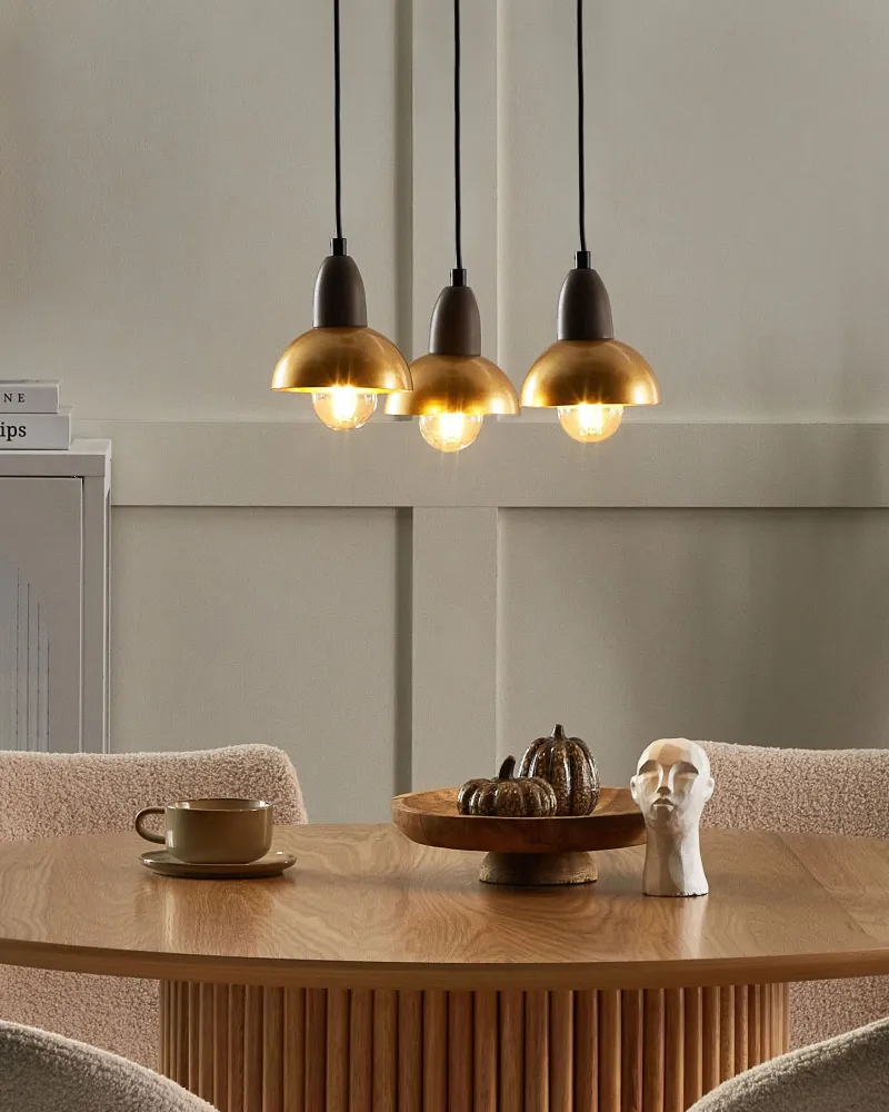 3 Light Metal Pendant Lamp Latão CASTALY