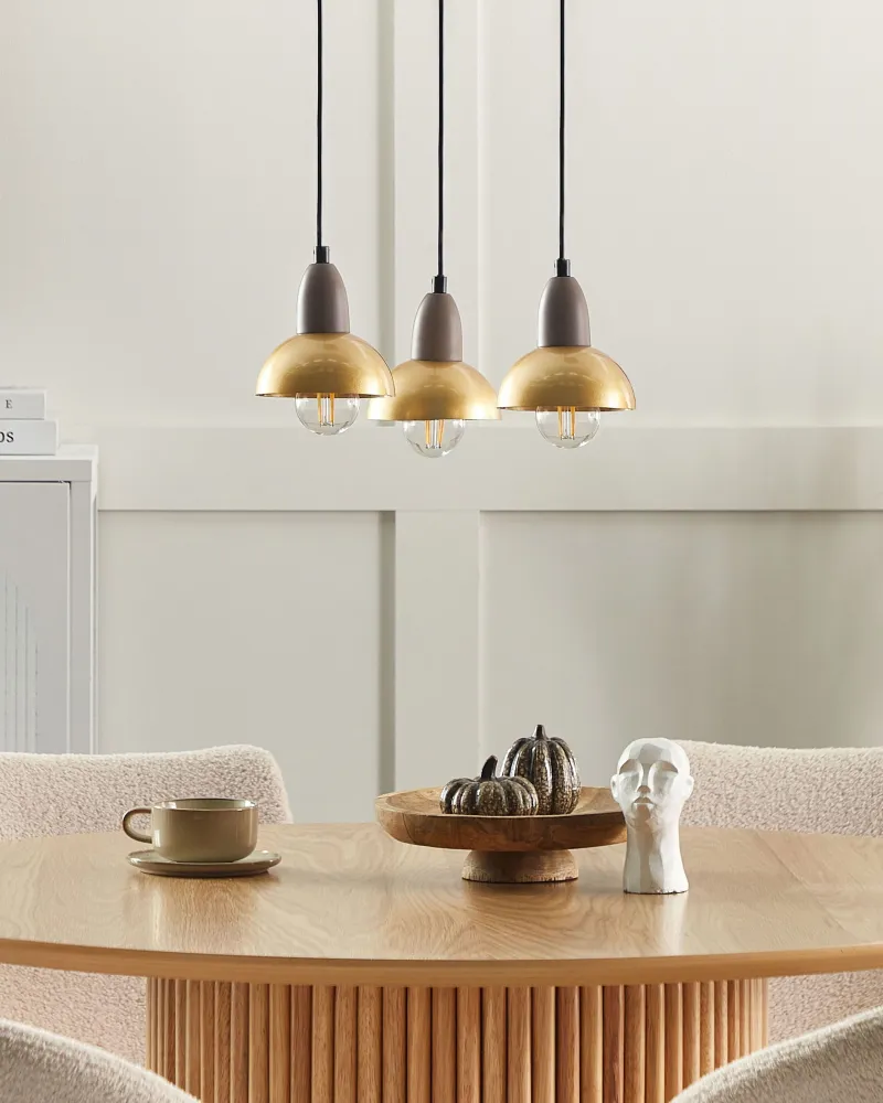 3 Light Metal Pendant Lamp Latão CASTALY
