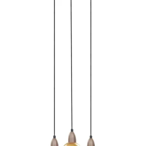 3 Light Metal Pendant Lamp Latão CASTALY