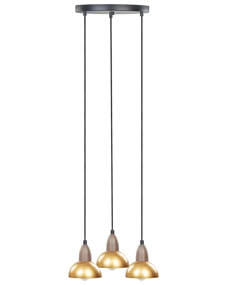 3 Light Metal Pendant Lamp Latão CASTALY