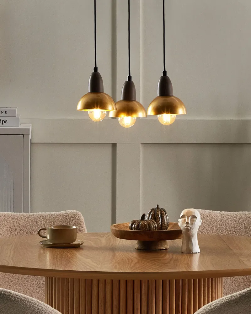3 Light Metal Pendant Lamp Latão CASTALY