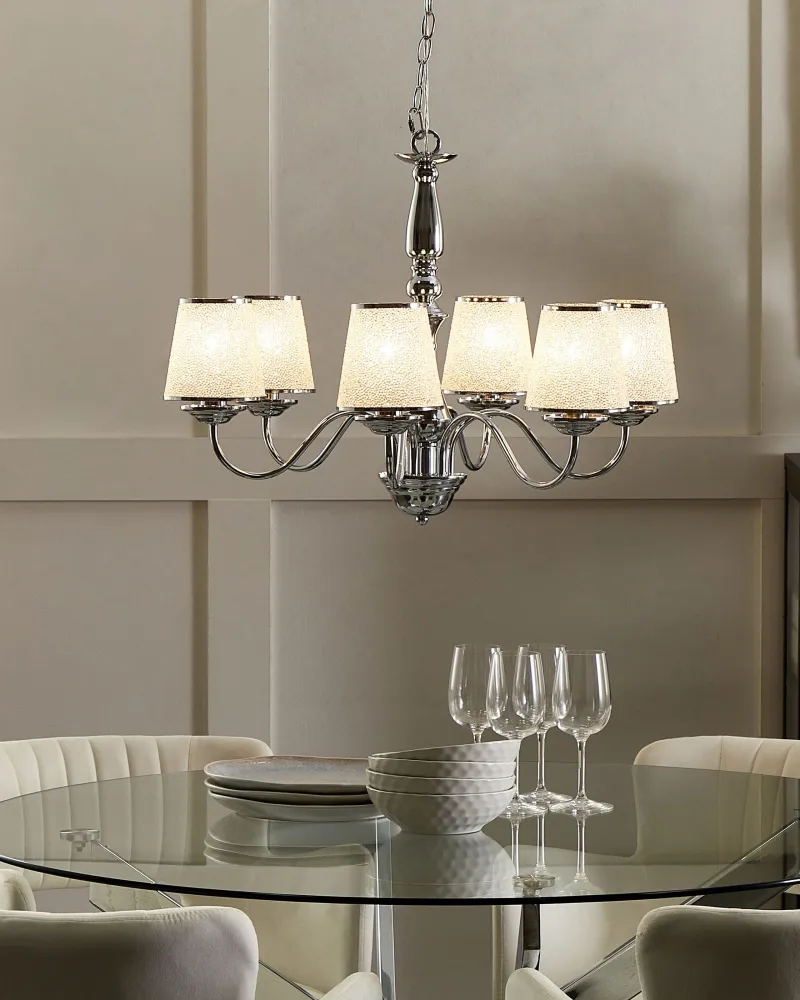 6 Light Metálico Chandelier Silver BRADANO