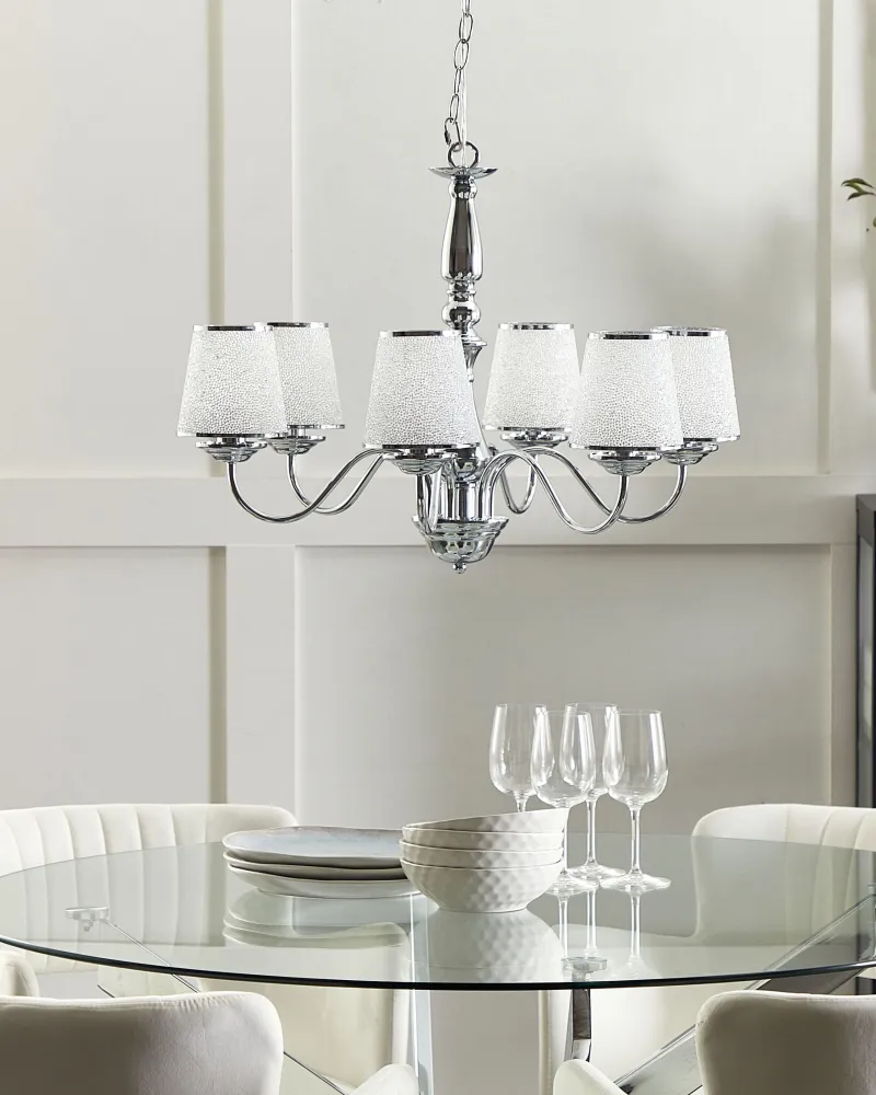 6 Light Metálico Chandelier Silver BRADANO