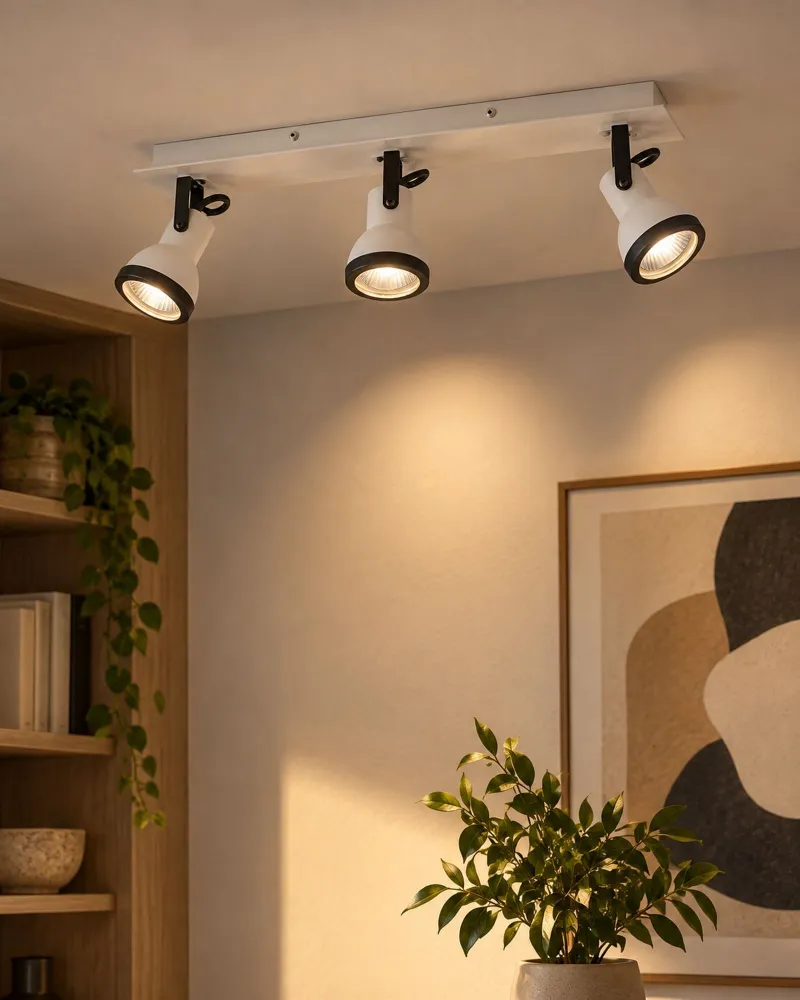 3 Light Spotlight Metal Bar Marfim and Black BARO