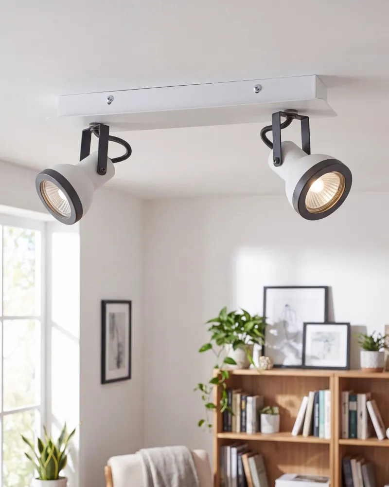 2 Light Spotlight Metal Bar White and Onix BARO