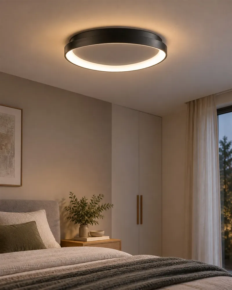 Metal LED Ceiling Lamp Preto NANDING com Timer Programável